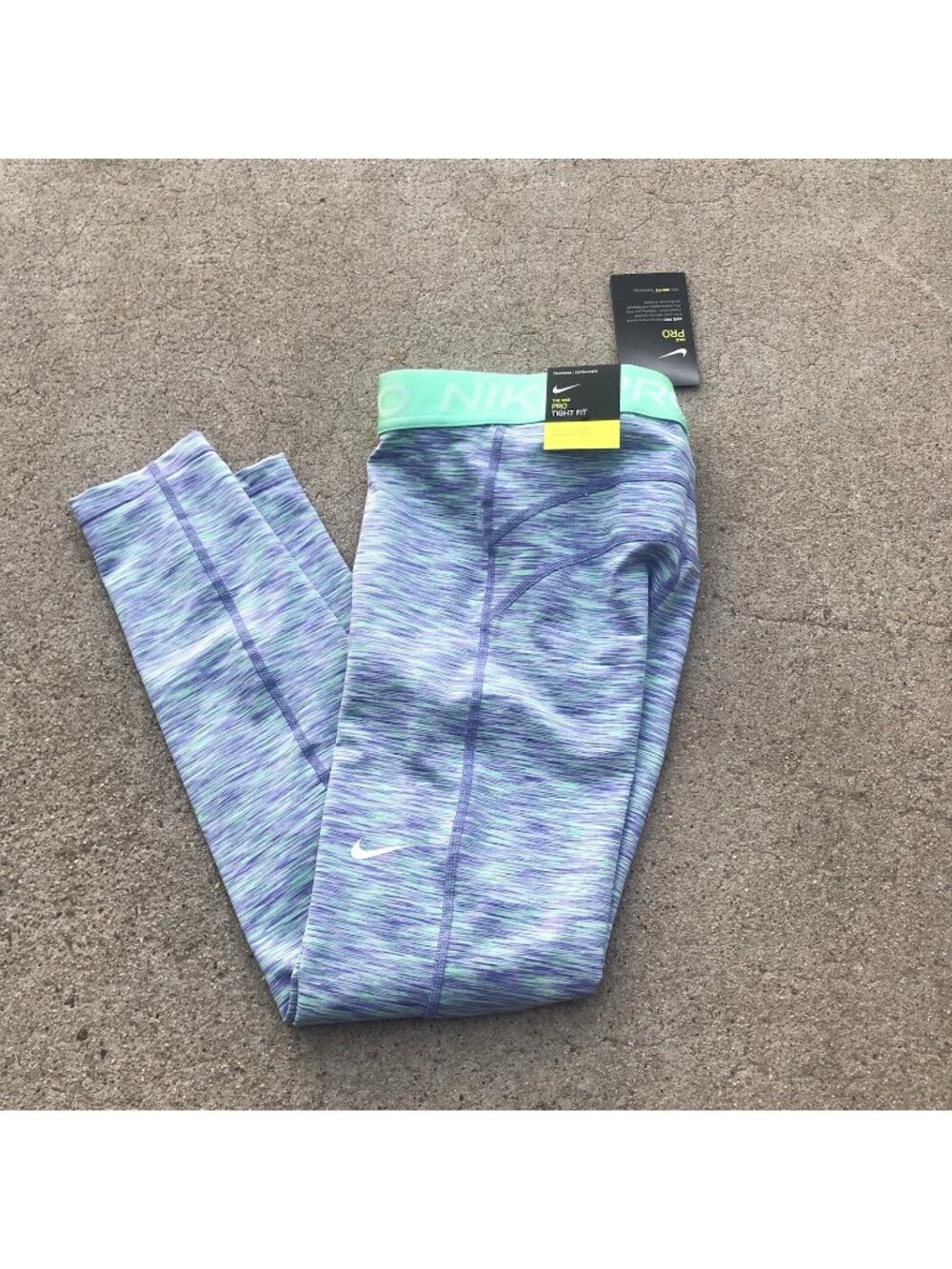 Nike Pro Space-Dyed Cropped Tights DA1012-500 Sapphire Green Glow Women Size XXS